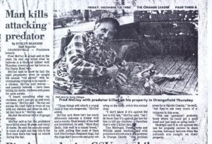 A newspaper clipping from my hometown newspaper in 1986-six years after the red wolf was declared extinct.