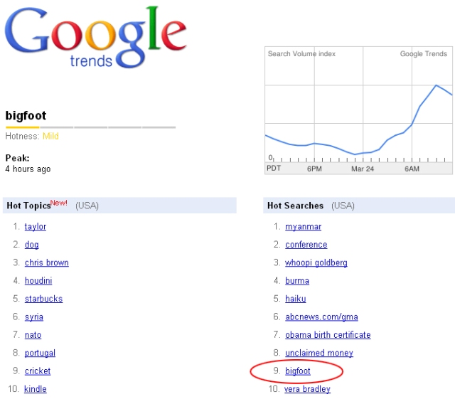 Bigfoot Google Trends