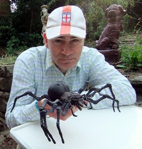 Dr Karl Shuker with model of giant spider