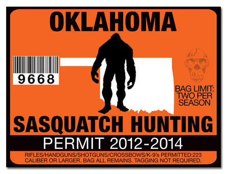 OKLAHOMA_SASQUATCH_BIGFOOT_YETI__HUNTING_PERMIT_STICKER_DECAL